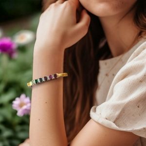 Rainbow Rhinestones Clamper Bracelet